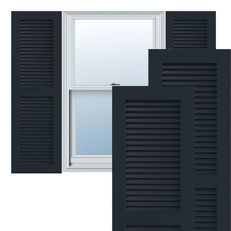 True Fit PVC Two Equal Louver Shutters, Starless Night Blue, 12W X 49H